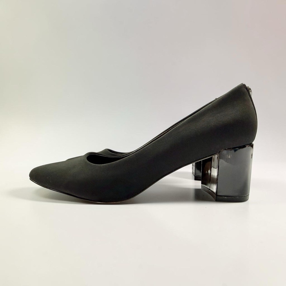 Donald Pliner Stephani Pump Pointed Toe Block Heel Black Fabric Womens 7 M